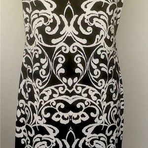 Jessica Howard Sleeveless Damask Print Black and Fuchsia Dress Size SM